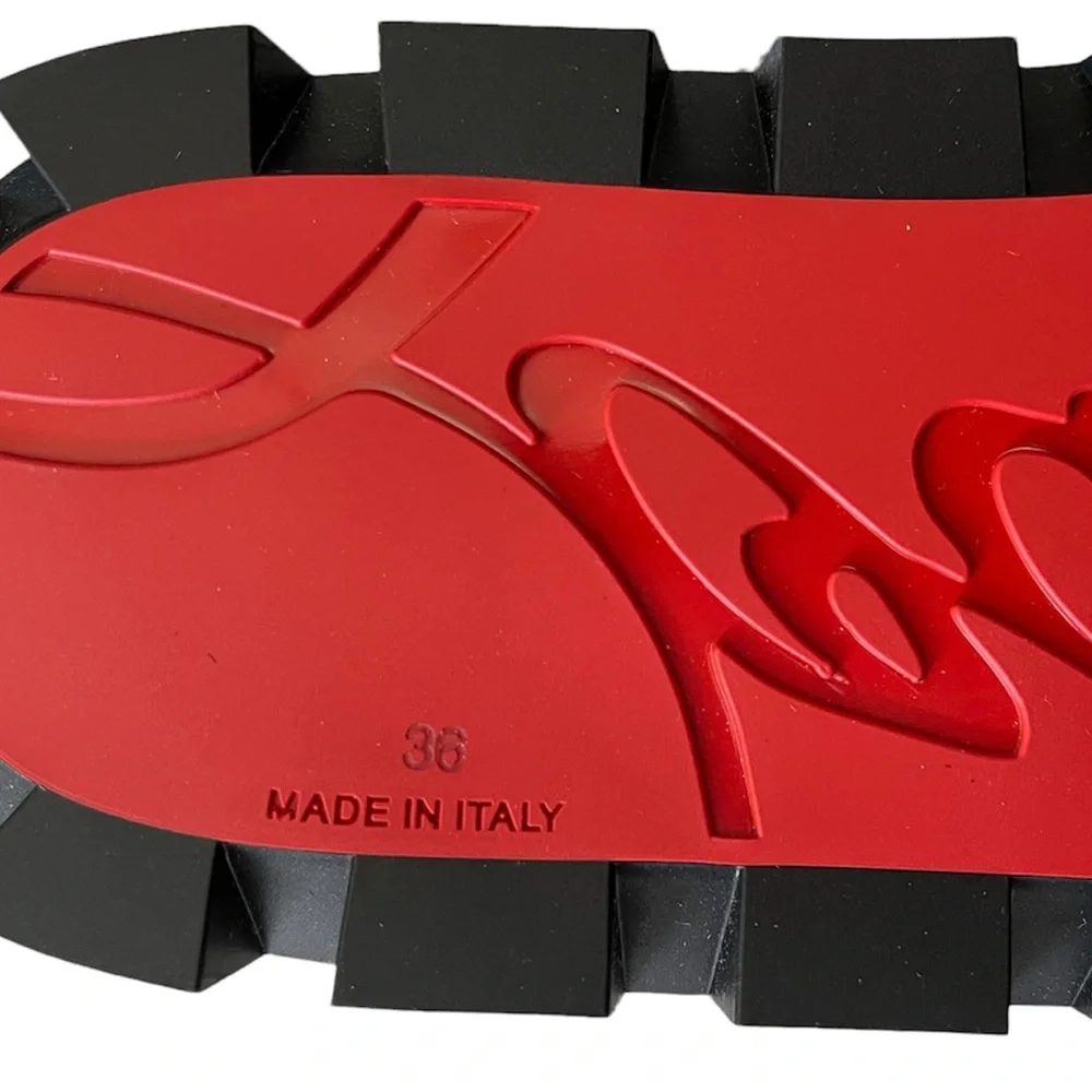 NEW Christian Louboutin Lock Cool Embossed Dad Sandals 36 Silver - Picture 10 of 12